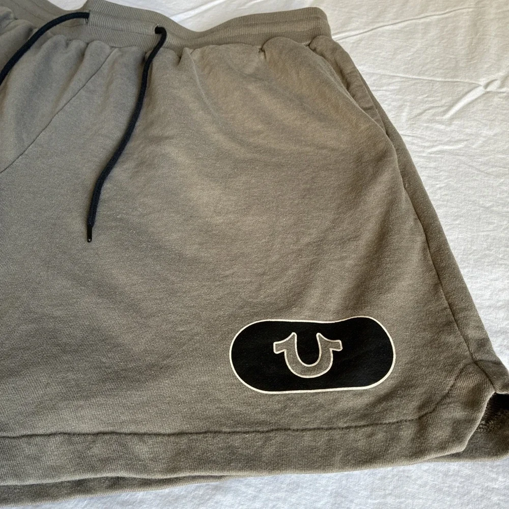 Mens True Religion Sweat Shorts Drawstring & Pockets Men's XL Brown French Terry